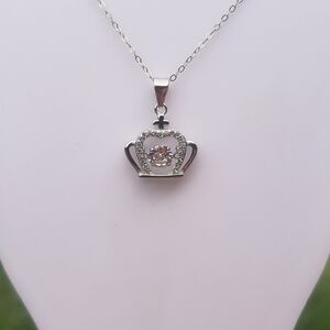 1ct Crown Silver Fluttering Diamond Necklace NEW